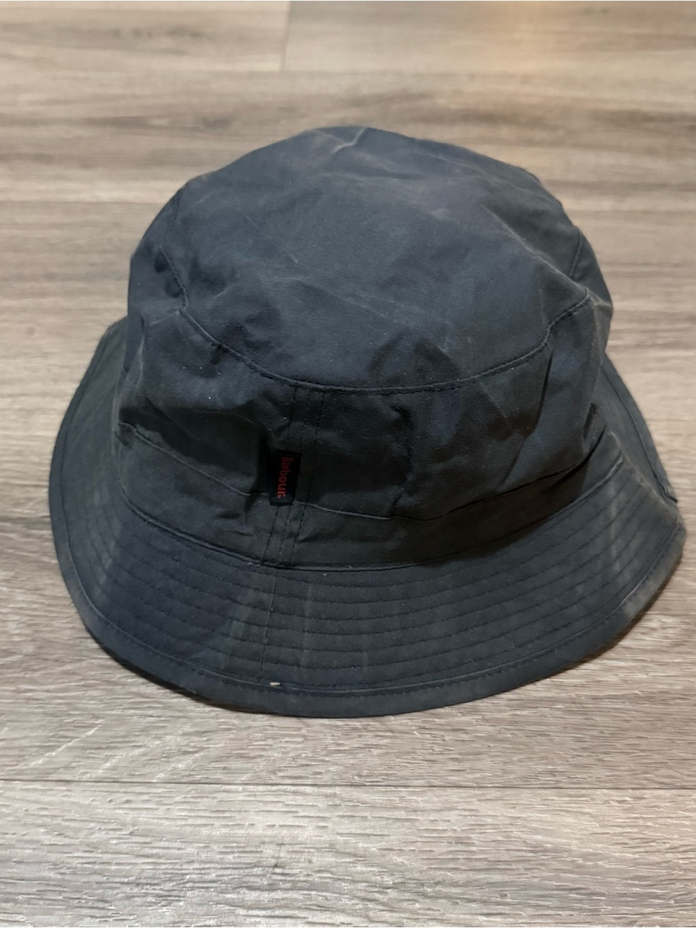 Barbour Black Waxed Cotton Bucket Hat
